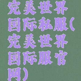 完美世界国际私服(完美世界国际服官网)