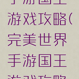 完美世界手游国王游戏攻略(完美世界手游国王游戏攻略大全)