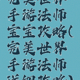 完美世界手游法师宝宝攻略(完美世界手游法师详细攻略)