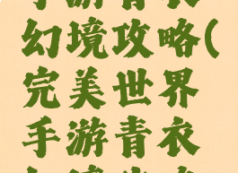 完美世界手游青衣冢幻境攻略(完美世界手游青衣冢幻境攻略图)