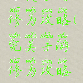 完美手游修为攻略(完美手游修为攻略视频)