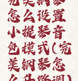 完美钢琴怎么设置小提琴音色模式(完美钢琴怎么升降调)