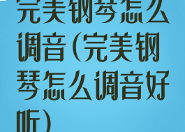 完美钢琴怎么调音(完美钢琴怎么调音好听)