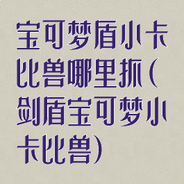 宝可梦盾小卡比兽哪里抓(剑盾宝可梦小卡比兽)