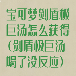 宝可梦剑盾极巨汤怎么获得(剑盾极巨汤喝了没反应)