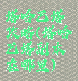 塔哈巴塔攻略(塔哈巴塔副本在哪里)