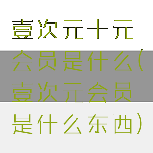 壹次元十元会员是什么(壹次元会员是什么东西)