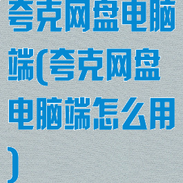夸克网盘电脑端(夸克网盘电脑端怎么用)