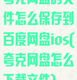 夸克网盘的文件怎么保存到百度网盘ios(夸克网盘怎么下载文件)