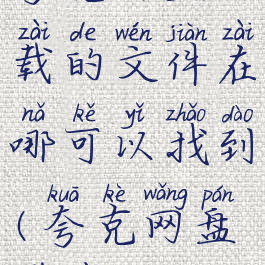 夸克网盘下载的文件在哪可以找到(夸克网盘下载)