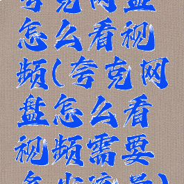 夸克网盘怎么看视频(夸克网盘怎么看视频需要多少流量)