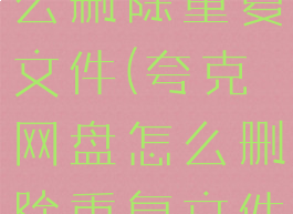 夸克网盘怎么删除重复文件(夸克网盘怎么删除重复文件)