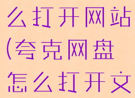 夸克网盘怎么打开网站(夸克网盘怎么打开文件)