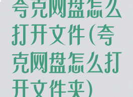 夸克网盘怎么打开文件(夸克网盘怎么打开文件夹)
