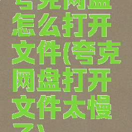夸克网盘怎么打开文件(夸克网盘打开文件太慢了)