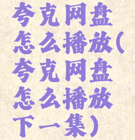 夸克网盘怎么播放(夸克网盘怎么播放下一集)