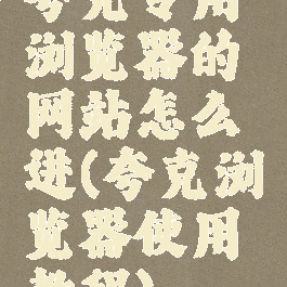 夸克专用浏览器的网站怎么进(夸克浏览器使用教程)