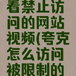 夸克怎么看禁止访问的网站视频(夸克怎么访问被限制的网站)