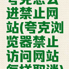 夸克怎么进禁止网站(夸克浏览器禁止访问网站怎样取消)