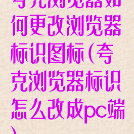 夸克浏览器如何更改浏览器标识图标(夸克浏览器标识怎么改成pc端)