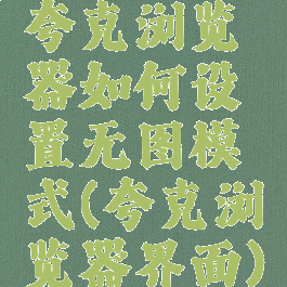 夸克浏览器如何设置无图模式(夸克浏览器界面)