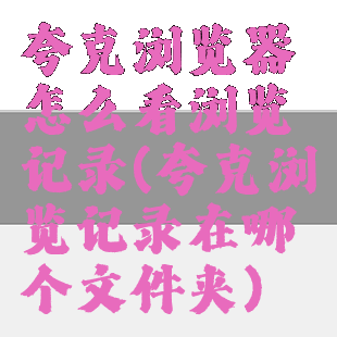 夸克浏览器怎么看浏览记录(夸克浏览记录在哪个文件夹)