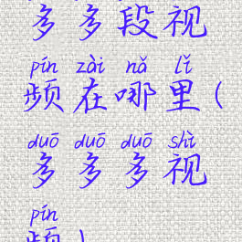 多多段视频在哪里(多多多视频)