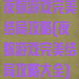 夜嫁游戏完美结局攻略(夜嫁游戏完美结局攻略大全)