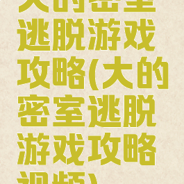 大的密室逃脱游戏攻略(大的密室逃脱游戏攻略视频)