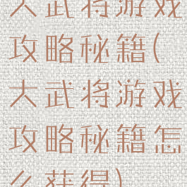 大武将游戏攻略秘籍(大武将游戏攻略秘籍怎么获得)