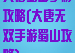 大话蜀山手游攻略(大唐无双手游蜀山攻略)