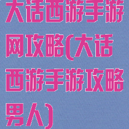大话西游手游网攻略(大话西游手游攻略男人)