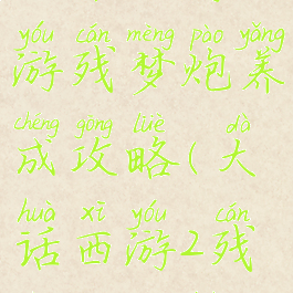 大话西游手游残梦炮养成攻略(大话西游2残梦炮攻略)