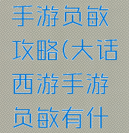 大话西游手游负敏攻略(大话西游手游负敏有什么用)