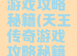 天王传奇游戏攻略秘籍(天王传奇游戏攻略秘籍大全)