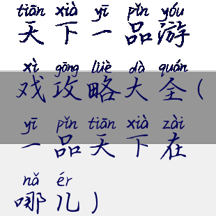 天下一品游戏攻略大全(一品天下在哪儿)