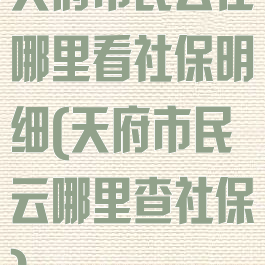 天府市民云在哪里看社保明细(天府市民云哪里查社保)