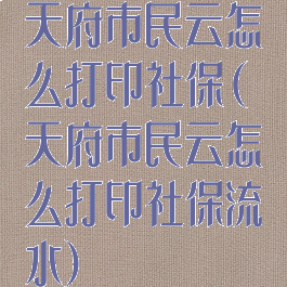 天府市民云怎么打印社保(天府市民云怎么打印社保流水)