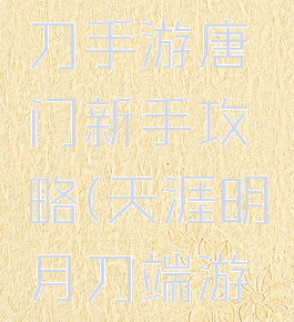 天涯明月刀手游唐门新手攻略(天涯明月刀端游唐门攻略)