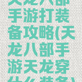 天龙八部手游打装备攻略(天龙八部手游天龙穿什么装备)