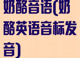 奶酪音语(奶酪英语音标发音)