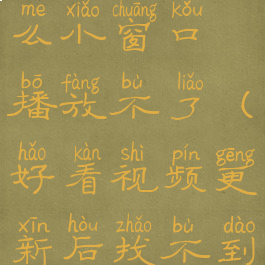 好看视频怎么小窗口播放不了(好看视频更新后找不到小窗口啦)