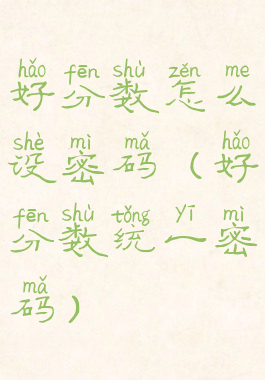 好分数怎么设密码(好分数统一密码)