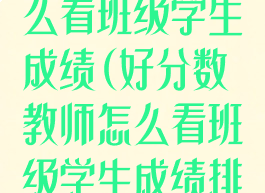 好分数教师怎么看班级学生成绩(好分数教师怎么看班级学生成绩排名)