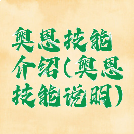 奥恩技能介绍(奥恩技能说明)
