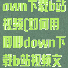 如何用唧唧down下载b站视频(如何用唧唧down下载b站视频文件)
