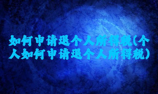 如何申请退个人所得税(个人如何申请退个人所得税)