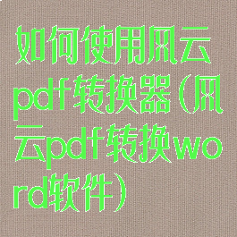 如何使用风云pdf转换器(风云pdf转换word软件)
