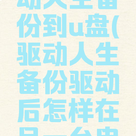 如何把驱动人生备份到u盘(驱动人生备份驱动后怎样在另一台电脑还原)