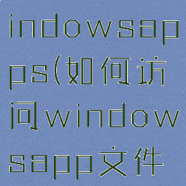 如何访问windowsapps(如何访问windowsapp文件夹)